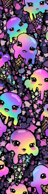 Free kawaii bookmark featuring neon glowing ghosts